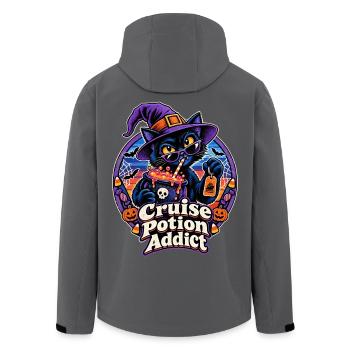 Halloween Kreuzfahrt-Hexenkatze mit Zaubertrank - Recycelte Männer Softshell-Jacke von Stanley/Stella - Anthrazit - Hinten - AI Model Male 185 light (185cm)