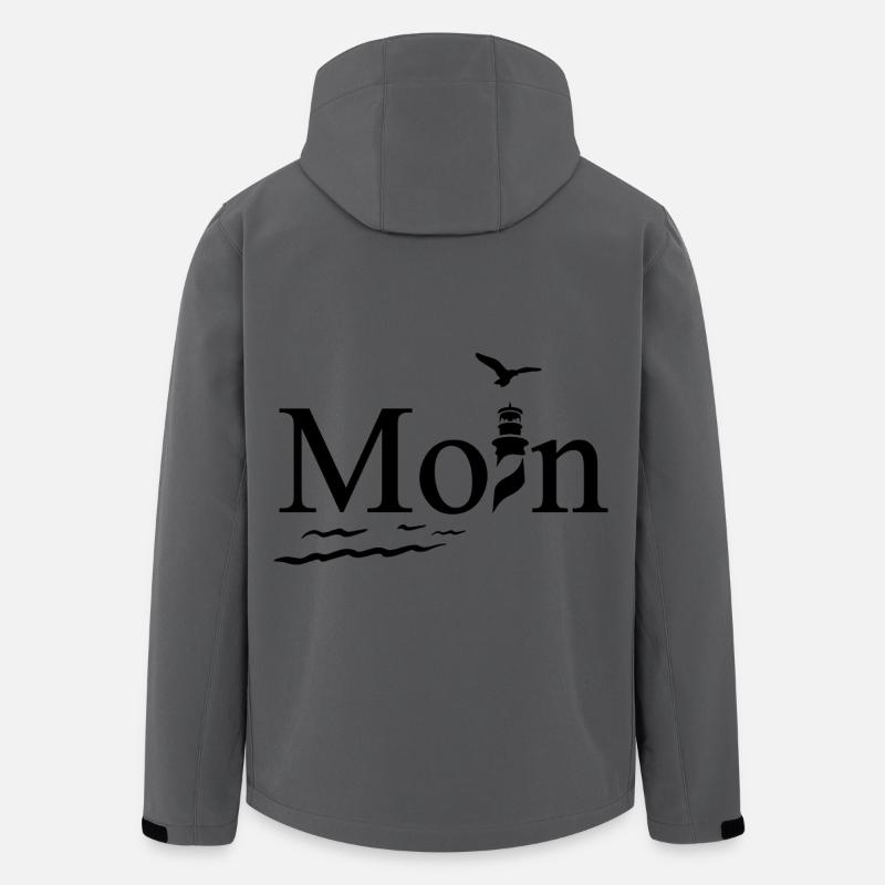 Maritimes Moin Design mit Möwe und Leuchtturm - Recycelte Männer Softshell-Jacke von Stanley/Stella - Anthrazit