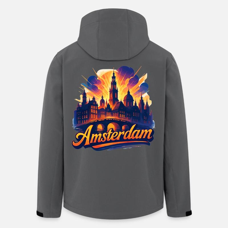 Amsterdam Capitale Pays-Bas Pays-Bas Cadeau - Veste softshell homme en polyester recyclé Stanley/Stella - charbon