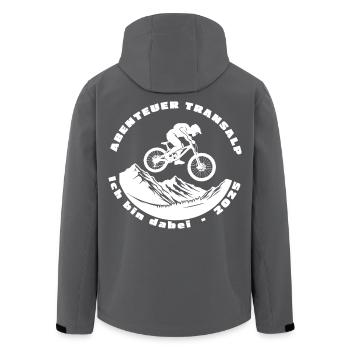 Abenteuer Transalp - Ich bin dabei 2025 - Fahrrad - Recycelte Männer Softshell-Jacke von Stanley/Stella - Anthrazit - Hinten - AI Model Male 185 light (185cm)