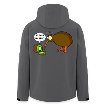 Kiwi contre kiwi (texte français) - Veste softshell homme en polyester recyclé Stanley/Stella - charbon - Dos - AI Model Male 185 light (185cm)
