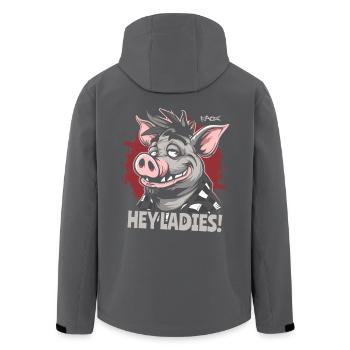 Hey Ladies! Hübsches Schwein - Recycelte Männer Softshell-Jacke von Stanley/Stella - Anthrazit - Hinten - AI Model Male 185 light (185cm)