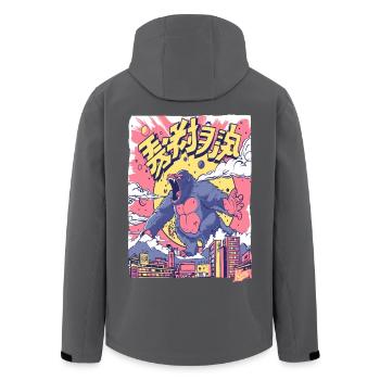 Cartoon Gorilla in Tokyo - Recycelte Männer Softshell-Jacke von Stanley/Stella - Anthrazit - Hinten - AI Model Male 185 light (185cm)