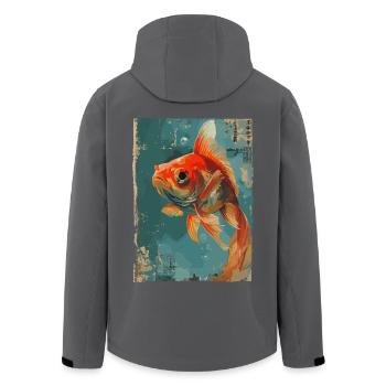 Japanischer Goldfisch - Recycelte Männer Softshell-Jacke von Stanley/Stella - Anthrazit - Hinten - AI Model Male 185 light (185cm)