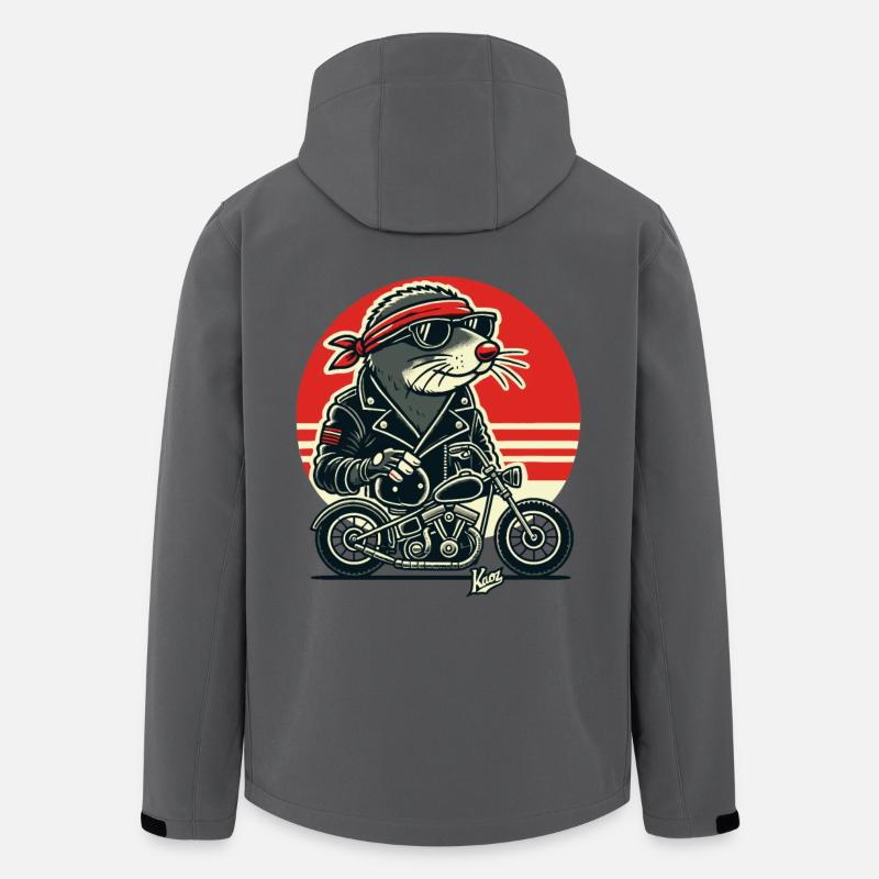 Blinder Maulwurf Rocker mit Motorrad - Recycelte Männer Softshell-Jacke von Stanley/Stella - Anthrazit