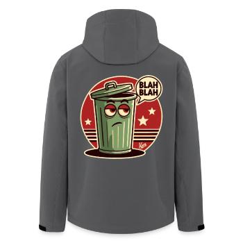 Blah Blah: Müder und gelangweilter Mülleimer - Recycelte Männer Softshell-Jacke von Stanley/Stella - Anthrazit - Hinten - AI Model Male 185 light (185cm)