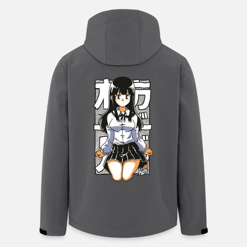 Japanisches Schulmädchen Cartoon - Recycelte Männer Softshell-Jacke von Stanley/Stella - Anthrazit