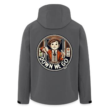 Aufzug Liftboy: Daumen runter, es geht abwärts - Recycelte Männer Softshell-Jacke von Stanley/Stella - Anthrazit - Hinten - AI Model Male 185 light (185cm)