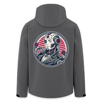 Schöner Cyborg-Dandy mit Rosen - Recycelte Männer Softshell-Jacke von Stanley/Stella - Anthrazit - Hinten - AI Model Male 185 light (185cm)