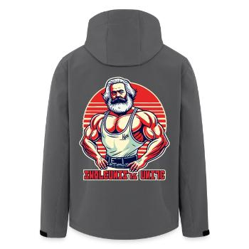 Swoleunisten vereinigt euch, Gym Bodybuilder Marx - Recycelte Männer Softshell-Jacke von Stanley/Stella - Anthrazit - Hinten - AI Model Male 185 light (185cm)