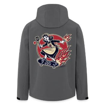 Kult Hausfrau skateboarding auf Skateboard - Recycelte Männer Softshell-Jacke von Stanley/Stella - Anthrazit - Hinten - AI Model Male 185 light (185cm)