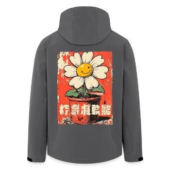 Lustige Blume im Blumentopf - Recycelte Männer Softshell-Jacke von Stanley/Stella - Anthrazit - Hinten - AI Model Male 185 light (185cm)