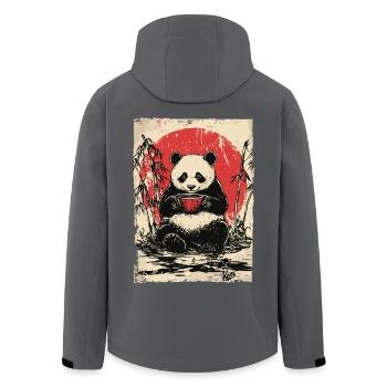 Panda mit Suppe im Bambuswald - Recycelte Männer Softshell-Jacke von Stanley/Stella - Anthrazit - Hinten - AI Model Male 185 light (185cm)