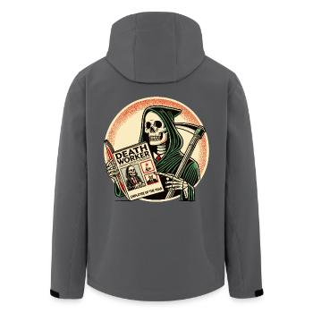 Sensenmann liest Death Worker Magazin - Recycelte Männer Softshell-Jacke von Stanley/Stella - Anthrazit - Hinten - AI Model Male 185 light (185cm)