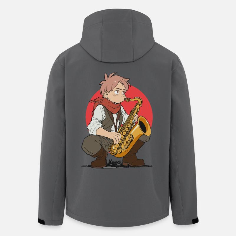 Un garçon joue du saxophone - Veste softshell homme en polyester recyclé Stanley/Stella - charbon