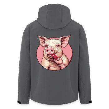 Schwein schminkt sich – Lippenstift und Glamour - Recycelte Männer Softshell-Jacke von Stanley/Stella - Anthrazit - Hinten - AI Model Male 185 light (185cm)