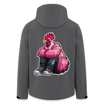 modischer Mode-Hahn in pinker Feder-Huhn-Jacke - Recycelte Männer Softshell-Jacke von Stanley/Stella - Anthrazit - Hinten - AI Model Male 185 light (185cm)