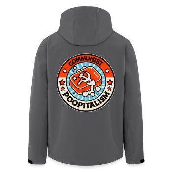 Kommunistische Parodie-Seife: Gegen Poopitalismus - Recycelte Männer Softshell-Jacke von Stanley/Stella - Anthrazit - Hinten - AI Model Male 185 light (185cm)