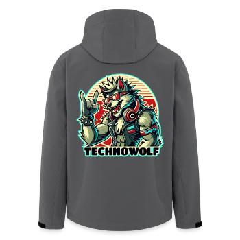 Techno-Wolf: Elektronische Musik Beats - Recycelte Männer Softshell-Jacke von Stanley/Stella - Anthrazit - Hinten - AI Model Male 185 light (185cm)