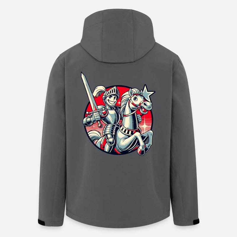 Chevalier médiéval sur son cheval - Veste softshell homme en polyester recyclé Stanley/Stella - charbon