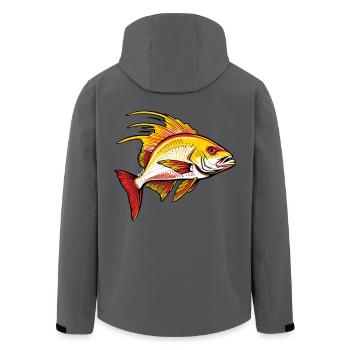 Roter und goldener Fisch - Recycelte Männer Softshell-Jacke von Stanley/Stella - Anthrazit - Hinten - AI Model Male 185 light (185cm)
