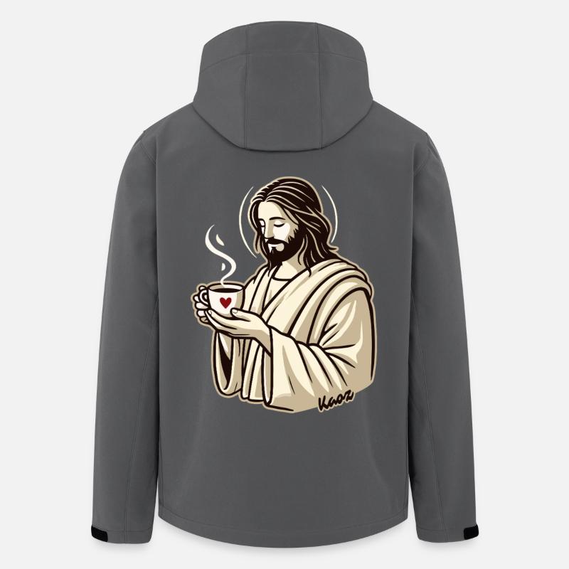 Jésus aime le café - Veste softshell homme en polyester recyclé Stanley/Stella - charbon
