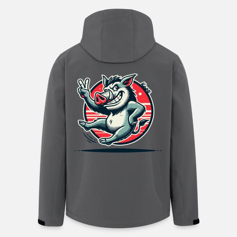 Wildschwein mit Peace-Zeichen - Recycelte Männer Softshell-Jacke von Stanley/Stella - Anthrazit