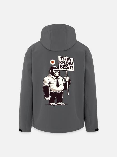 Braver Gorilla mit Schild: Sie wissen es besser! - Recycelte Männer Softshell-Jacke von Stanley/Stella - Anthrazit