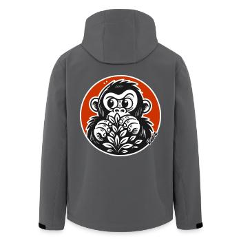 Versteckter Affe: Lustiges Gorilla Cartoon - Recycelte Männer Softshell-Jacke von Stanley/Stella - Anthrazit - Hinten - AI Model Male 185 light (185cm)