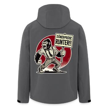 Gorilla mit Schild: Dönerpreise runter! - Recycelte Männer Softshell-Jacke von Stanley/Stella - Anthrazit - Hinten - AI Model Male 185 light (185cm)