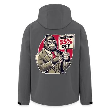 Gorilla mit Schild: Freiheit im Ausverkauf-Angebot - Recycelte Männer Softshell-Jacke von Stanley/Stella - Anthrazit - Hinten - AI Model Male 185 light (185cm)