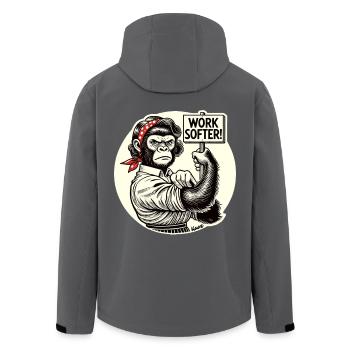 Starke Gorilla-Frau: Arbeite weicher - Recycelte Männer Softshell-Jacke von Stanley/Stella - Anthrazit - Hinten - AI Model Male 185 light (185cm)