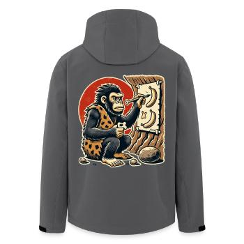 Höhlenmensch-Gorilla malt Bananen - Recycelte Männer Softshell-Jacke von Stanley/Stella - Anthrazit - Hinten - AI Model Male 185 light (185cm)