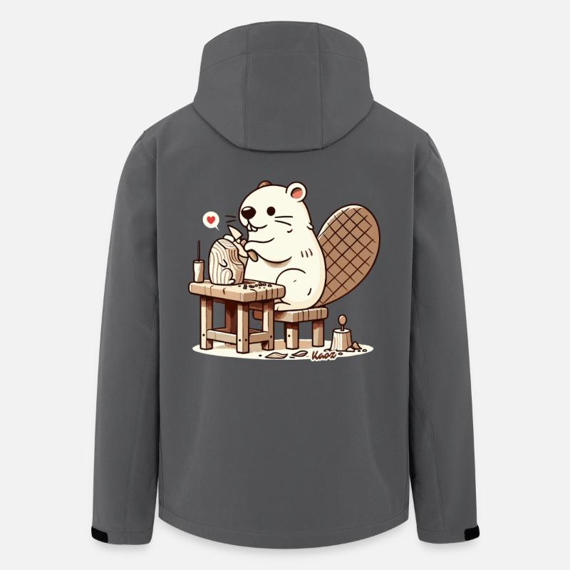Biber als Bildhauer baut mit Holz - Recycelte Männer Softshell-Jacke von Stanley/Stella - Anthrazit