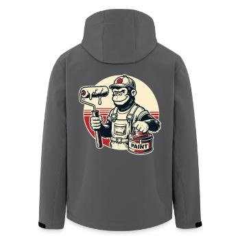 Maler-Gorilla mit Farbeimer und Farbrolle - Recycelte Männer Softshell-Jacke von Stanley/Stella - Anthrazit - Hinten - AI Model Male 185 light (185cm)