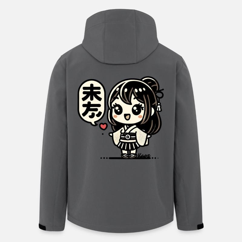 Süßes japanisches Chibi-Mädchen im Kimono - Recycelte Männer Softshell-Jacke von Stanley/Stella - Anthrazit