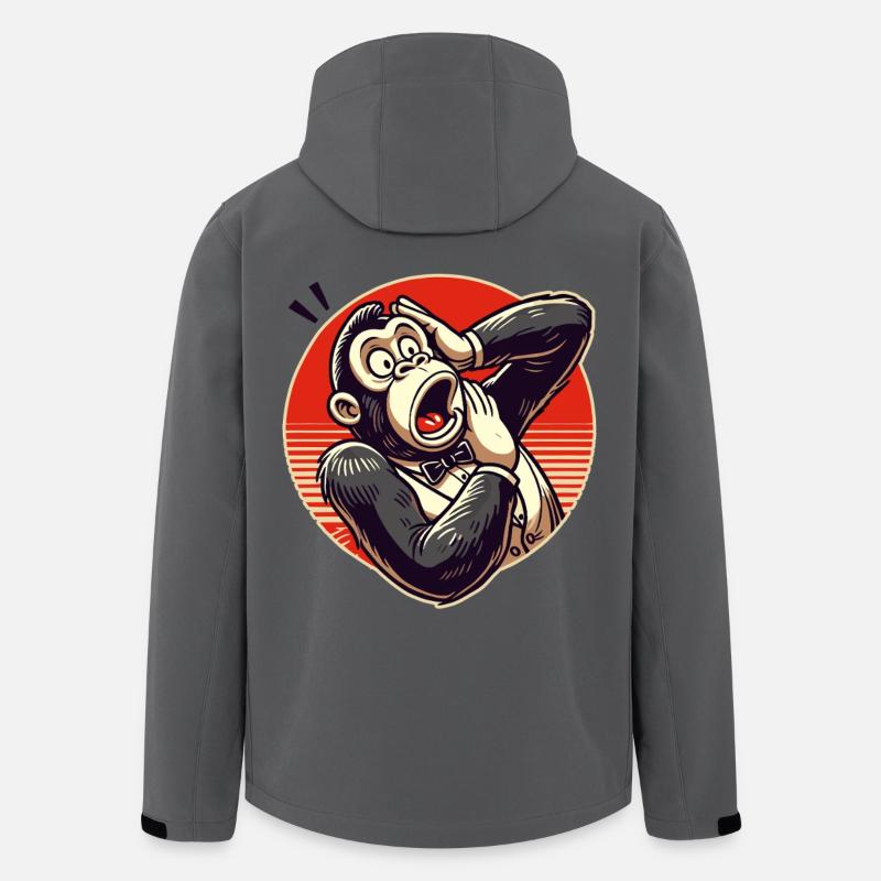 Überraschter Retro Gentleman Gorilla - Recycelte Männer Softshell-Jacke von Stanley/Stella - Anthrazit
