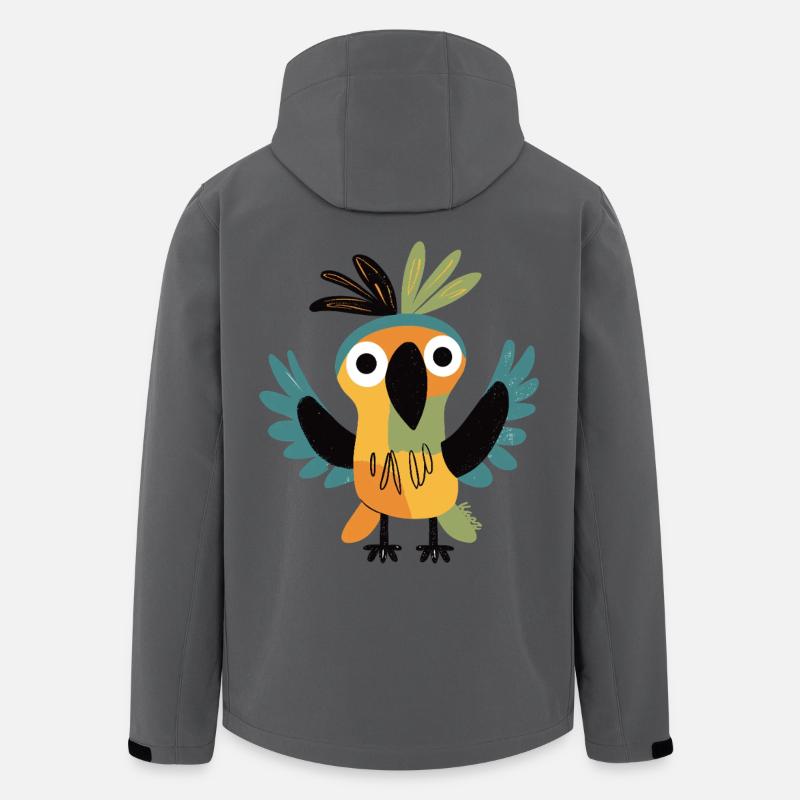 Bunter, lustiger Papagei - Recycelte Männer Softshell-Jacke von Stanley/Stella - Anthrazit