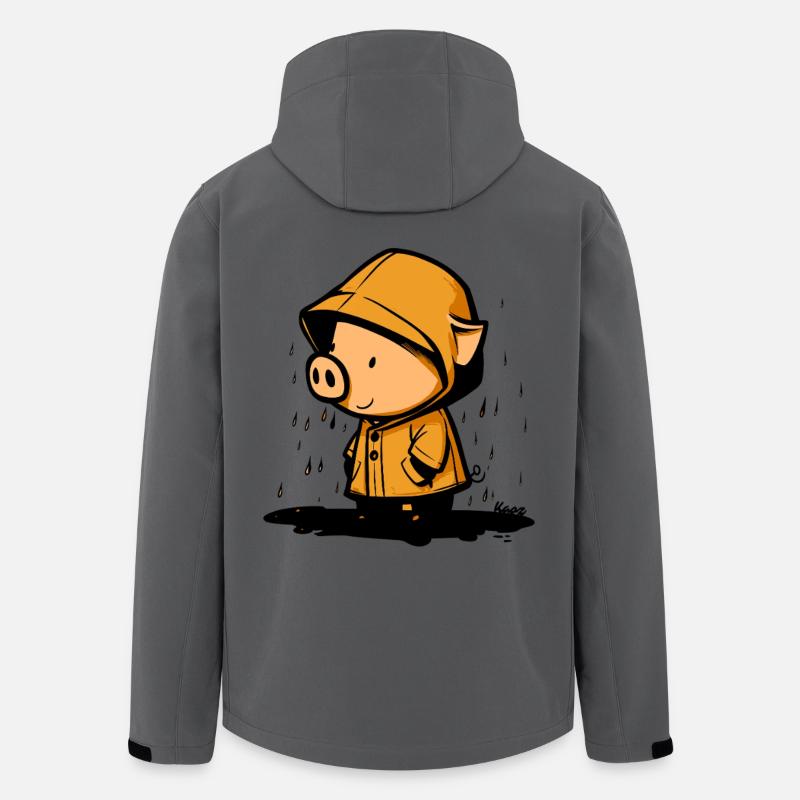 Cochon mignon en imperméable - Veste softshell homme en polyester recyclé Stanley/Stella - charbon