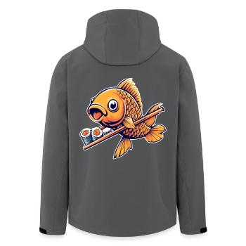 Lustiger Sushi Goldfisch – Japan Food Art - Recycelte Männer Softshell-Jacke von Stanley/Stella - Anthrazit - Hinten - AI Model Male 185 light (185cm)
