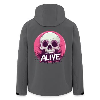 Skelett „Alive“ – Ironischer Totenkopf - Recycelte Männer Softshell-Jacke von Stanley/Stella - Anthrazit - Hinten - AI Model Male 185 light (185cm)