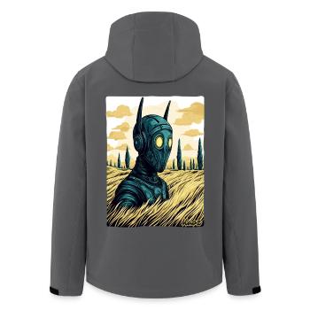 Cyborg mit Ohren im Weizenfeld - Recycelte Männer Softshell-Jacke von Stanley/Stella - Anthrazit - Hinten - AI Model Male 185 light (185cm)