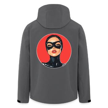 Frau mit Maske - Recycelte Männer Softshell-Jacke von Stanley/Stella - Anthrazit - Hinten - AI Model Male 185 light (185cm)