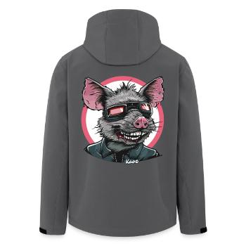 Coole Ratte mit Brille und Lederjacke - Recycelte Männer Softshell-Jacke von Stanley/Stella - Anthrazit - Hinten - AI Model Male 185 light (185cm)
