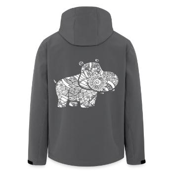 Hippo Hippo Blumenmuster - Recycelte Männer Softshell-Jacke von Stanley/Stella - Anthrazit - Hinten - AI Model Male 185 light (185cm)