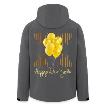 Happy-New-Year, Glückwunsch mit Luftballons - Recycelte Männer Softshell-Jacke von Stanley/Stella - Anthrazit - Hinten - AI Model Male 185 light (185cm)