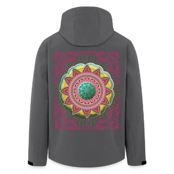 Arabesque, Mandala-Design, 3d-Mandala - Recycelte Männer Softshell-Jacke von Stanley/Stella - Anthrazit - Hinten - AI Model Male 185 light (185cm)