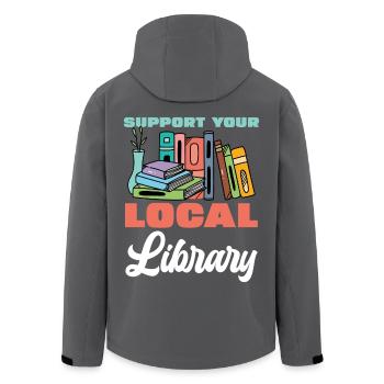 Unterstütze Deine Lokale Bibliothek Bücher Lesen - Recycelte Männer Softshell-Jacke von Stanley/Stella - Anthrazit - Hinten - AI Model Male 185 light (185cm)