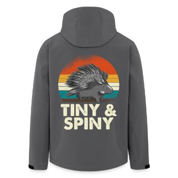 Tiny & Spiny Stachelschwein Retro Stil Vintage - Recycelte Männer Softshell-Jacke von Stanley/Stella - Anthrazit - Hinten - AI Model Male 185 light (185cm)