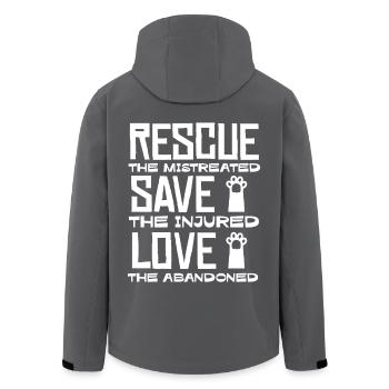 Rette Die Misshandelten, Hilf Den Verletzten - Recycelte Männer Softshell-Jacke von Stanley/Stella - Anthrazit - Hinten - AI Model Male 185 light (185cm)